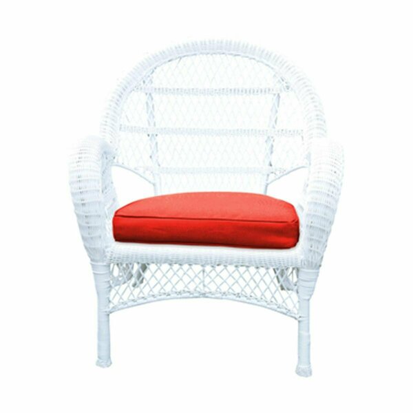 Jeco W00209-C-4-FS018-CS White Wicker Chair with Red Cushion, 4PK W00209-C_4-FS018-CS